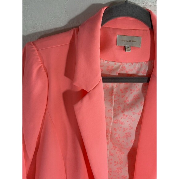 Skies Are Blue Vivid Peachy Orange Medium Lined Open Woman’s Coquette Blazer - Picture 7 of 12